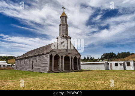 Église en bois de Jésus Nazareno, Aldachildo, l'île Lemuy près de Chiloé, Los Lagos region, Chile Banque D'Images