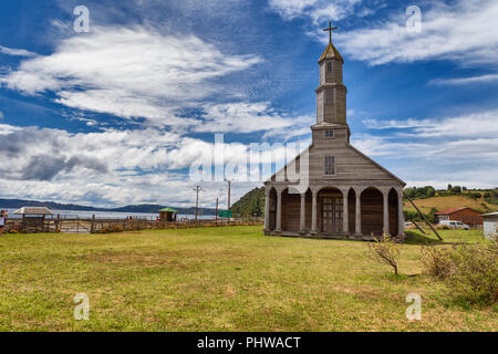 Église en bois de Jésus Nazareno, Aldachildo, l'île Lemuy près de Chiloé, Los Lagos region, Chile Banque D'Images