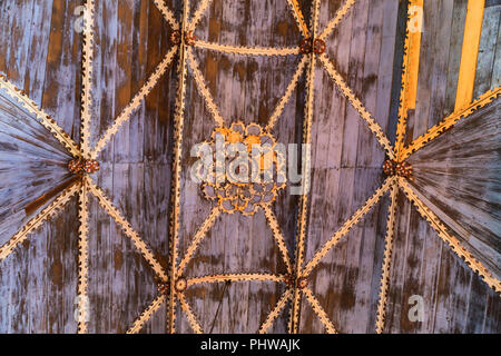 Église en bois de Santa Maria de Loreto, l'intérieur de l'île de Chiloe, Achao près de la région de Los Lagos, Chile Banque D'Images