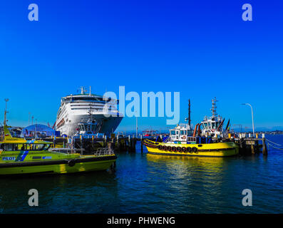 TAURANGA, Nouvelle-zélande - le 25 janvier 2018 : Sun Princess bateau de croisière amarré au quai de Mount Maunganui. Banque D'Images