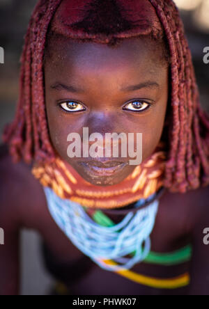 Mumuhuila girl portrait de la tribu, la province de Huila, Chibia, Angola Banque D'Images