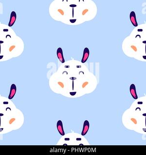 Lama souriant mignon vecteur enfantin transparente bleu de répétition. Illustration de Vecteur