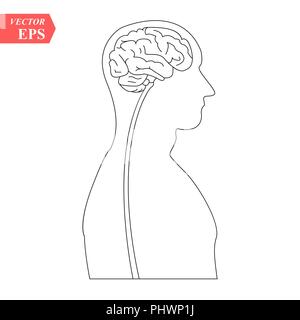Avec tête cerveau icône vecteur EPS10. Silhouette isolée simple symbole. Illustration de Vecteur
