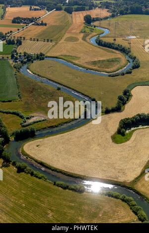 Lippe meadows entre Dolberg et Hamm-Uentrop, rivière Lippe, réflexe de l'eau, réserve naturelle, Ostdolberg, Ahlen, Ruhr, Rhénanie du Nord-Westphalie, Germ Banque D'Images