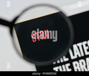 Milan, Italie - 20 août 2018 : Storytel accueil du site. Logo Storytel visible. Banque D'Images