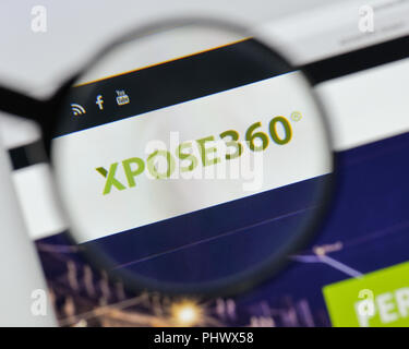 Milan, Italie - 20 août 2018 : Xpose360 Page d'accueil du site. Logo Xpose360 visible. Banque D'Images
