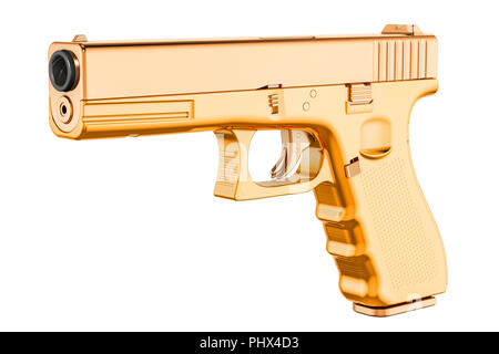 Golden Gun, rendu 3D isolé sur fond blanc Banque D'Images