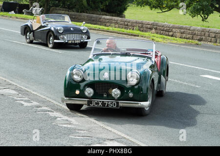 1955 Triumph TR2 vert JCX750 voitures classiques, ancien combattant, restauré, voiture, véhicule, classique, vintage, de l'automobile, de l'ancien, de transport, de rétro, des transports, de l'UK Banque D'Images