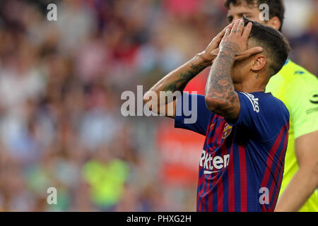 Barcelone, Espagne. 09Th Nov, 2018. 2 septembre 2018, le Camp Nou, Barcelona, Espagne ; La Liga football, Barcelone et Huesca SD ; Coutinho de Barcelone perd une chance Crédit : UKKO Images/Alamy Live News Banque D'Images