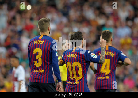 Barcelone, Espagne. 09Th Nov, 2018. 2 septembre 2018, le Camp Nou, Barcelona, Espagne ; La Liga football, Barcelone et Huesca SD ; Messi du FC Barcelone célèbre son deuxième but Crédit : UKKO Images/Alamy Live News Banque D'Images