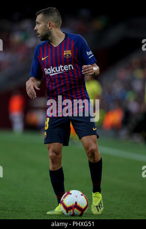 Barcelone, Espagne. 09Th Nov, 2018. 2 septembre 2018, le Camp Nou, Barcelona, Espagne ; La Liga football, Barcelone et Huesca SD ; Jordi Alba, joueur du FC Barcelone : Crédit UKKO Images/Alamy Live News Banque D'Images
