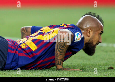 Barcelone, Espagne. 09Th Nov, 2018. 2 septembre 2018, le Camp Nou, Barcelona, Espagne ; La Liga football, Barcelone et Huesca SD ; Arturo Vidal, du FC Barcelone sur le terrain : Crédit UKKO Images/Alamy Live News Banque D'Images