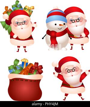 Des illustrations du Père Noël avec des cadeaux Illustration de Vecteur