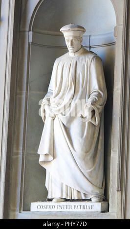 Statue de Cosimo di Giovanni de Médicis, appelé le Vieux et père de la patrie à titre posthume ou pater patriae, un célèbre homme d'État et banquier, dans Banque D'Images