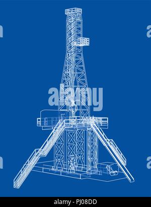 Concept de plate-forme pétrolière. Le rendu 3D de vecteur Illustration de Vecteur