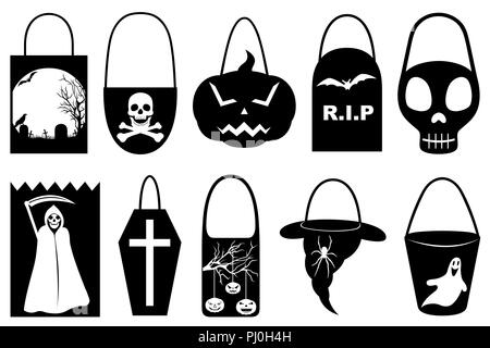 Ensemble de l'Halloween trick or treat bags isolated on white Banque D'Images