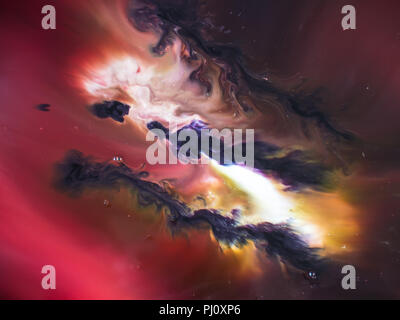 Résumé fond, divers pigments et colorants créent une riche texture, couleur, arrière-plan flou Banque D'Images