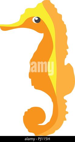 Vector illustration d'un cute cartoon seahorse isolé sur fond blanc. Illustration de Vecteur