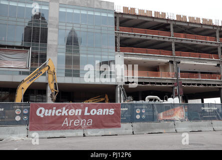 Quicken Loans Arena, l'accueil officiel des Cleveland Cavaliers, voit d'importantes rénovations à la propriété de 24 ans au centre-ville de Cleveland, Ohio, USA Banque D'Images