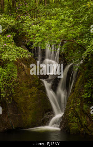 Wasserfall am Dyfi Fournaise, einer alten usine sidérurgique Eisenhütte Banque D'Images