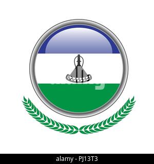 Drapeau Lesotho Lesotho. bouton icône en forme de drapeau. Vector illustration of Lesotho drapeau sur fond blanc. Illustration de Vecteur