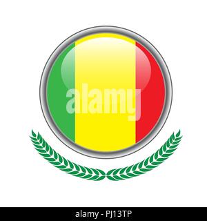 Drapeau mali mali. bouton icône en forme de drapeau. Vector illustration du mali drapeau sur fond blanc. Illustration de Vecteur