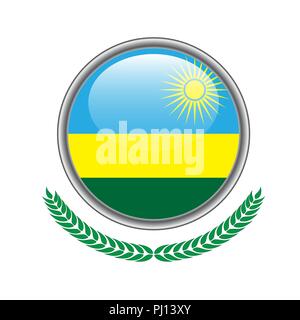 Bouton drapeau rwanda rwanda. L'icône du drapeau. Vector illustration of Rwanda drapeau sur fond blanc. Illustration de Vecteur