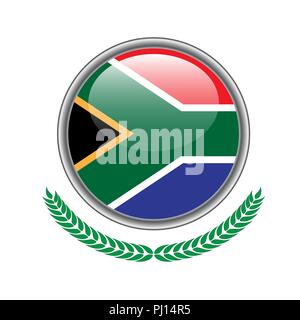 L'Afrique du sud-bouton du pavillon. L'icône du drapeau sud-sud. Vector illustration of south-africa drapeau sur fond blanc. Illustration de Vecteur