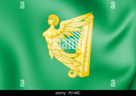 Harpe vert Pavillon de l'Irlande. 3D Illustration. Banque D'Images