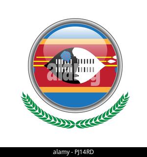 Bouton drapeau Swaziland. L'icône du drapeau Swaziland. Vector illustration of Swaziland drapeau sur fond blanc. Illustration de Vecteur