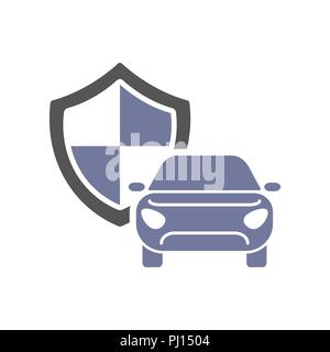 Bouclier de protection voiture signe, l'assurance collision, logo emblème protection, chauffeur de sécurité badge système télévision Illustration de Vecteur