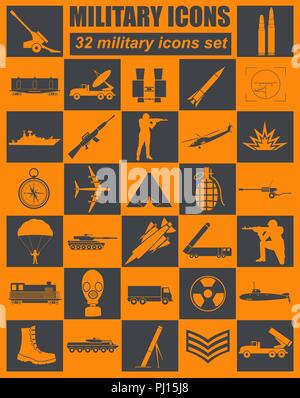 Icon Set militaire. Constructeur, kit. Vector illustration Illustration de Vecteur