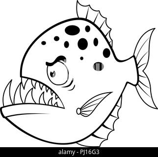 Cartoon piranha en colère. Illustration sur fond blanc Banque D'Images