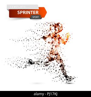 Exécutez fille, femme - dot illustration sur le fond blanc. Illustration de Vecteur