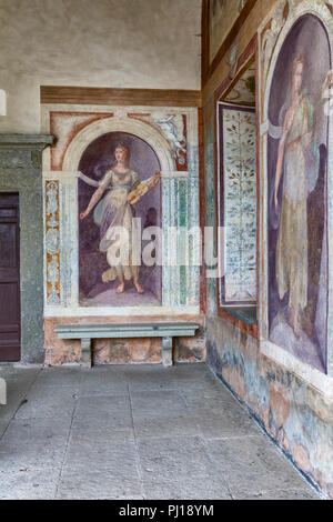 La fresque, Villa Lante intérieur, Bagnaia, Viterbe, Latium, Italie Banque D'Images