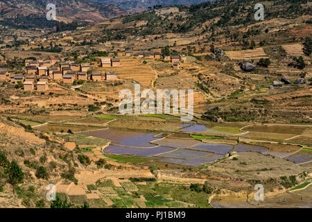 Paysage rural, Ambohimahasoa, région Haute Matsiatra, Madagascar Banque D'Images