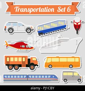 Ensemble de tous les types de transport icône pour créer vos propres cartes ou graphiques. L'eau, route, urbain, aérien, fret, transport public et de masse. Illustration de Vecteur