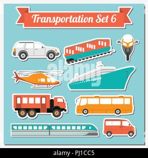 Ensemble de tous les types de transport icône pour créer vos propres cartes ou graphiques. L'eau, route, urbain, aérien, fret, transport public et de masse. Illustration de Vecteur