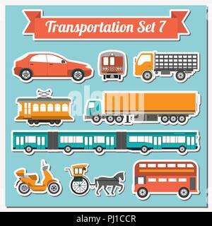 Ensemble de tous les types de transport icône pour créer vos propres cartes ou graphiques. L'eau, route, urbain, aérien, fret, transport public et de masse. Illustration de Vecteur