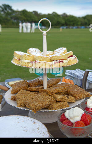 Thés de cricket. L'évêque Thornton V Forêt Knaresborough évêque à Thornton, dans le Yorkshire. Banque D'Images