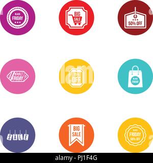 Neuves icons set, style plat Illustration de Vecteur