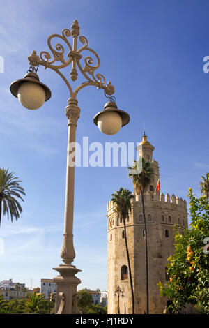 La Torre del Oro (la tour d'Or), Séville, Andalousie, Espagne Banque D'Images