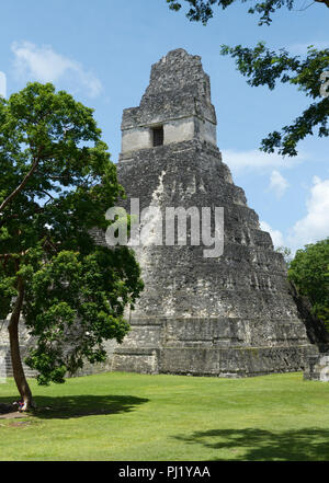 Les ruines mayas de Tikal, Guatemala, avec Temple 1 Banque D'Images