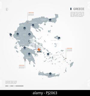 Grèce carte avec des frontières, des villes, des capitaux et des divisions administratives. Infographie carte vectorielle. Couches modifiables clairement étiquetés. Illustration de Vecteur
