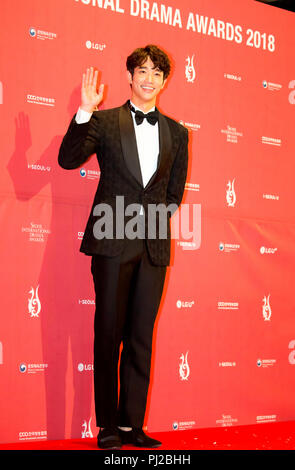 Liu Jasper, Sep 3, 2018 : acteur taïwanais, modèle et musicien ou Yi-Hao Jasper Liu Liu participe à un événement tapis rouge de la Seoul International Drama Awards 2018 à Séoul, Corée du Sud. (Photo de Lee Jae-Won/AFLO) (CORÉE DU SUD) Banque D'Images