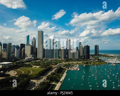 Chicago aériennes bâtiments bay bridge Banque D'Images