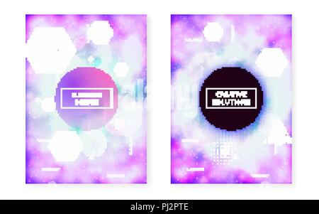 Set de Bauhaus avec formes liquides. Arrière-plan lumineux néon Illustration de Vecteur