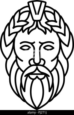 Illustration ligne mono de Zeus, le ciel et dieu du tonnerre dans la religion grecque antique, qui règne en tant que roi des dieux de l'Olympe, son roman equivalen Illustration de Vecteur