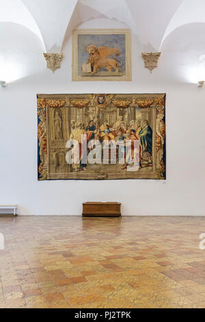 L'intérieur du Palais Ducal, le Palais Ducale, Urbino, Marches, Italie Banque D'Images