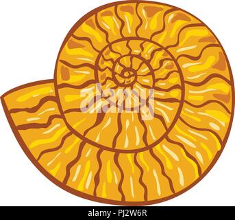 Retro style illustration de l'ammonite ou ammonoid, un groupe éteint de mollusque marin animaux dans la sous-classe Ammonoidea de la classe des céphalopodes sur Illustration de Vecteur